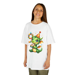 Kids Dragon Birthday T‑Shirt — Cute Party Dragon with Number 9 (Kids Tee)