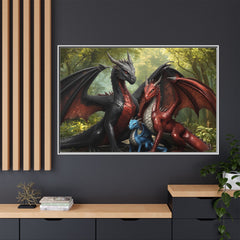 dragon family of 3 canvas print