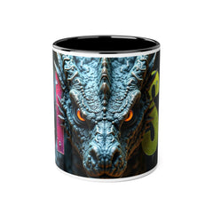 Dragon Accent Mug — Bold Fantasy Coffee Cup with 'RISE' Gothic Lettering