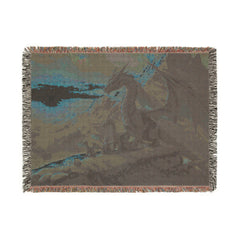 Dragon family of 4, one adult Woven Blanket — Fantasy Dragon Throw