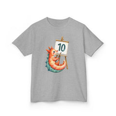 Kids 10th Birthday T-Shirt — Cute dragon Painting '10' Design