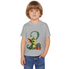 Toddler T-Shirt — Cute Green Baby Dragon with Gift (Birthday/Christmas)