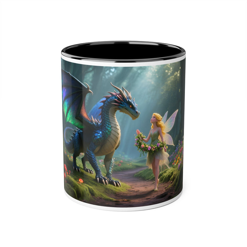 Dragon & Fairy Accent Mug — Enchanted Forest Coffee Cup
