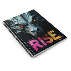 Dragon Rise Notebook — Spiral Ruled Journal with Motivational "Rise Above It All" Design