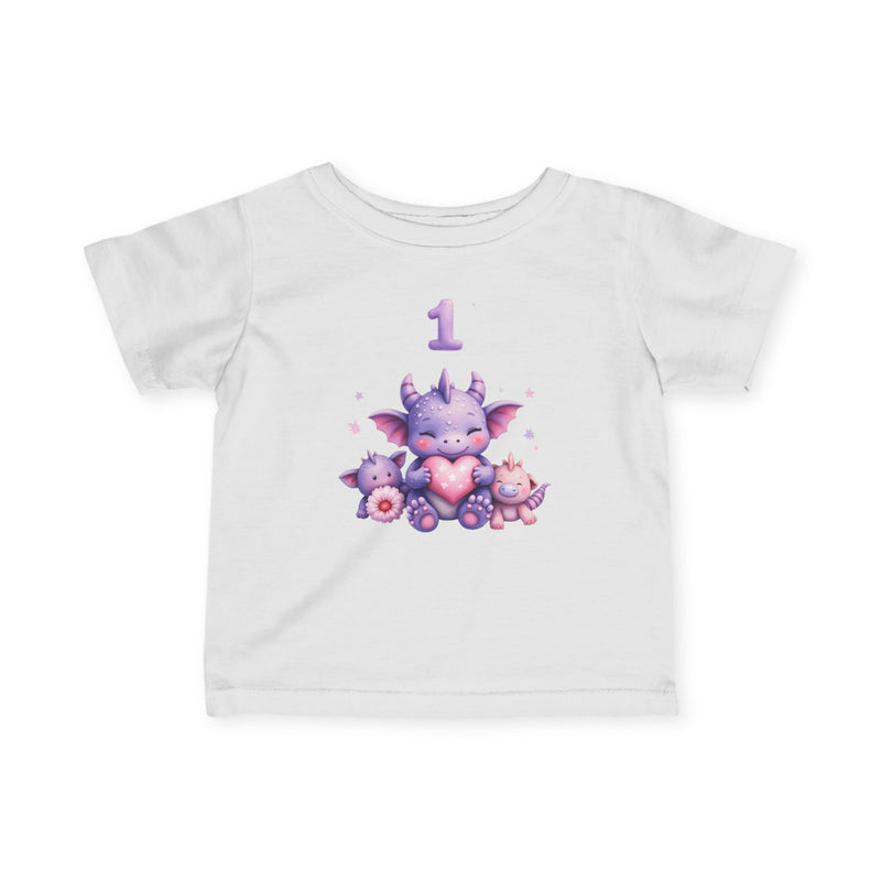 Infant Tee — Cute Purple Dragon 1st Birthday Design