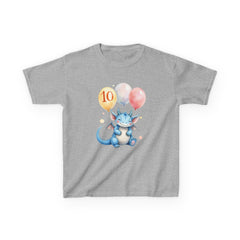 Kids 10th Birthday Dragon T-Shirt – Cute Blue Dragon with Balloons