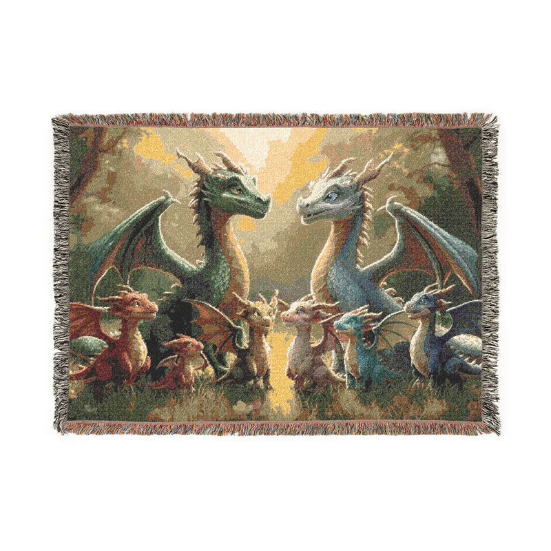 dragon family of 8, woven blanket
