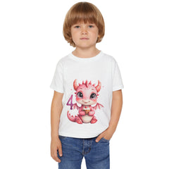 Toddler T-Shirt — Cute Pink Baby Dragon 4th Birthday Shirt