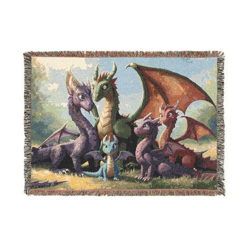 dragon family of 5, woven blanket