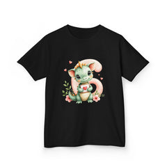 Kids Tee — Cute Watercolor Baby Dragon Holding Heart (Valentine’s/Gift)