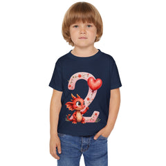 Toddler T-Shirt — Cute Red Dragon Holding Heart Balloon Number 2