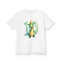 Kids 10th Birthday Dragon T-Shirt – Cute Green Dragon with Number 10