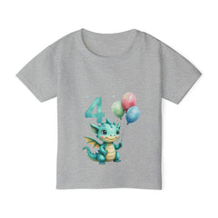 Toddler T-Shirt — Cute Blue Dragon 4th Birthday Tee with Balloons