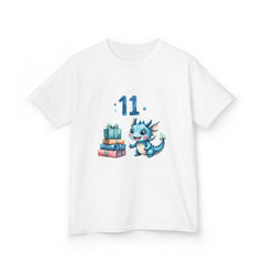 Kids T‑Shirt — Cute Blue Dragon 11th Birthday Design with Presents