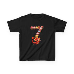 Kids Cupcake Number 7 T-Shirt — Cute Red Dragon Birthday Tee