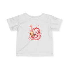 1st Birthday Baby Tee – Pink Fox & Teddy Illustration Infant Shirt