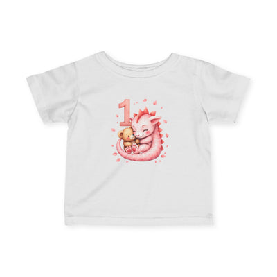 1st Birthday Baby Tee – Pink Fox & Teddy Illustration Infant Shirt