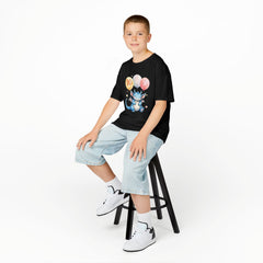 Kids 10th Birthday Dragon T-Shirt – Cute Blue Dragon with Balloons