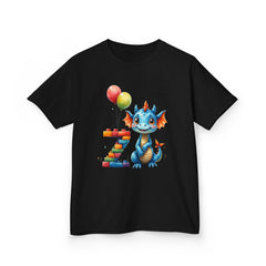 Kids Tee — Cute Blue Dragon with Number 7 & Balloons Birthday Shirt