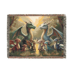 dragon family of 8, woven blanket