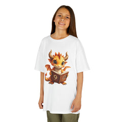 Kids Dragon 9 yrs Tee — Cute Fantasy Dragon with Book