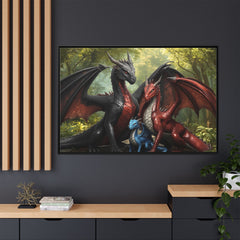 dragon family of 3 canvas print