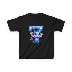 Kids Tee — Cute Blue Dragon with Number 7 Birthday Shirt