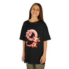 Kids Tee — Cute Pink Dragon with Balloons