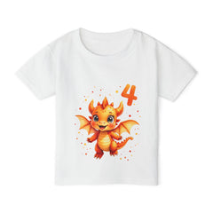 4th Birthday Toddler T‑Shirt — Cute Orange Dragon Birthday Tee