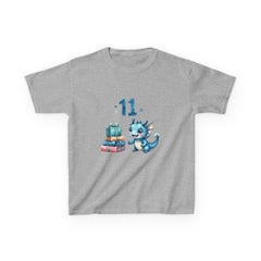 Kids T‑Shirt — Cute Blue Dragon 11th Birthday Design with Presents