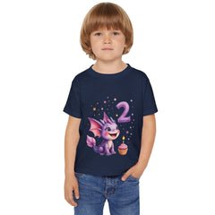 Toddler T‑Shirt — Cute Purple Dragon 2nd Birthday Tee