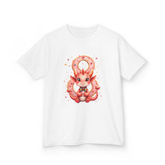 Kids Dragon 8yr  T‑Shirt — Cute Pink Dragon Holding Donut | kids Graphic Tee