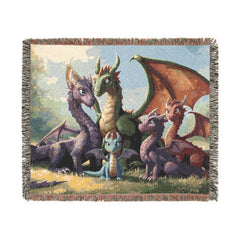 dragon family of 5, woven blanket