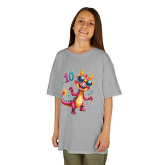 Kids 10th Birthday Dragon T‑Shirt — Cute Party Dragon with Sunglasses