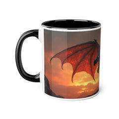 Dragon Sunset Accent Mug — Fiery Fantasy Coffee Cup (11oz)