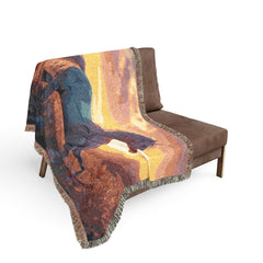 Unicorn Woven Blanket — Mystical Sunset & Twilight Horse Tapestry Throw