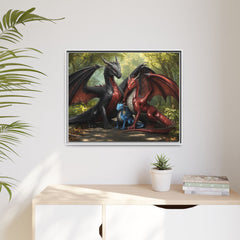 dragon family of 3 canvas print