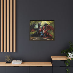 dragon family of 3 canvas print