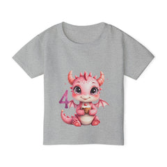 Toddler T-Shirt — Cute Pink Baby Dragon 4th Birthday Shirt