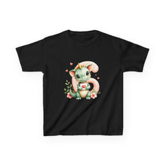 Kids Tee — Cute Watercolor Baby Dragon Holding Heart (Valentine’s/Gift)