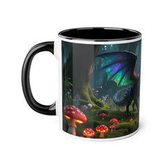 Dragon & Fairy Accent Mug — Enchanted Forest Coffee Cup