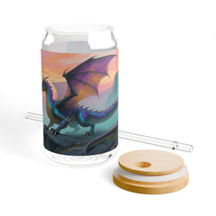 Dragon Sunset Sipper Glass - 16oz Fantasy Drink Jar