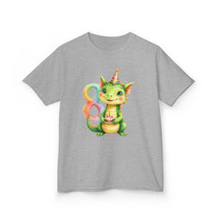 Kids Birthday Dragon Tee — Cute Party Hat Dragon with Number 8 Cake