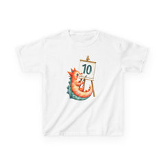 Kids 10th Birthday T-Shirt — Cute dragon Painting '10' Design