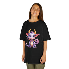Kids' Cute Purple Dragon T‑Shirt — Adorable Birthday Number 9 Tee