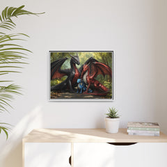 dragon family of 3 canvas print