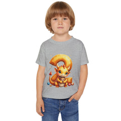 Toddler T-Shirt — Cute Orange Dragon with Number 3, Birthday Toddler Tee