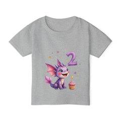 Toddler T‑Shirt — Cute Purple Dragon 2nd Birthday Tee