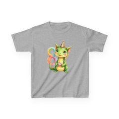 Kids Birthday Dragon Tee — Cute Party Hat Dragon with Number 8 Cake