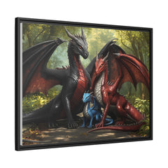 dragon family of 3 canvas print